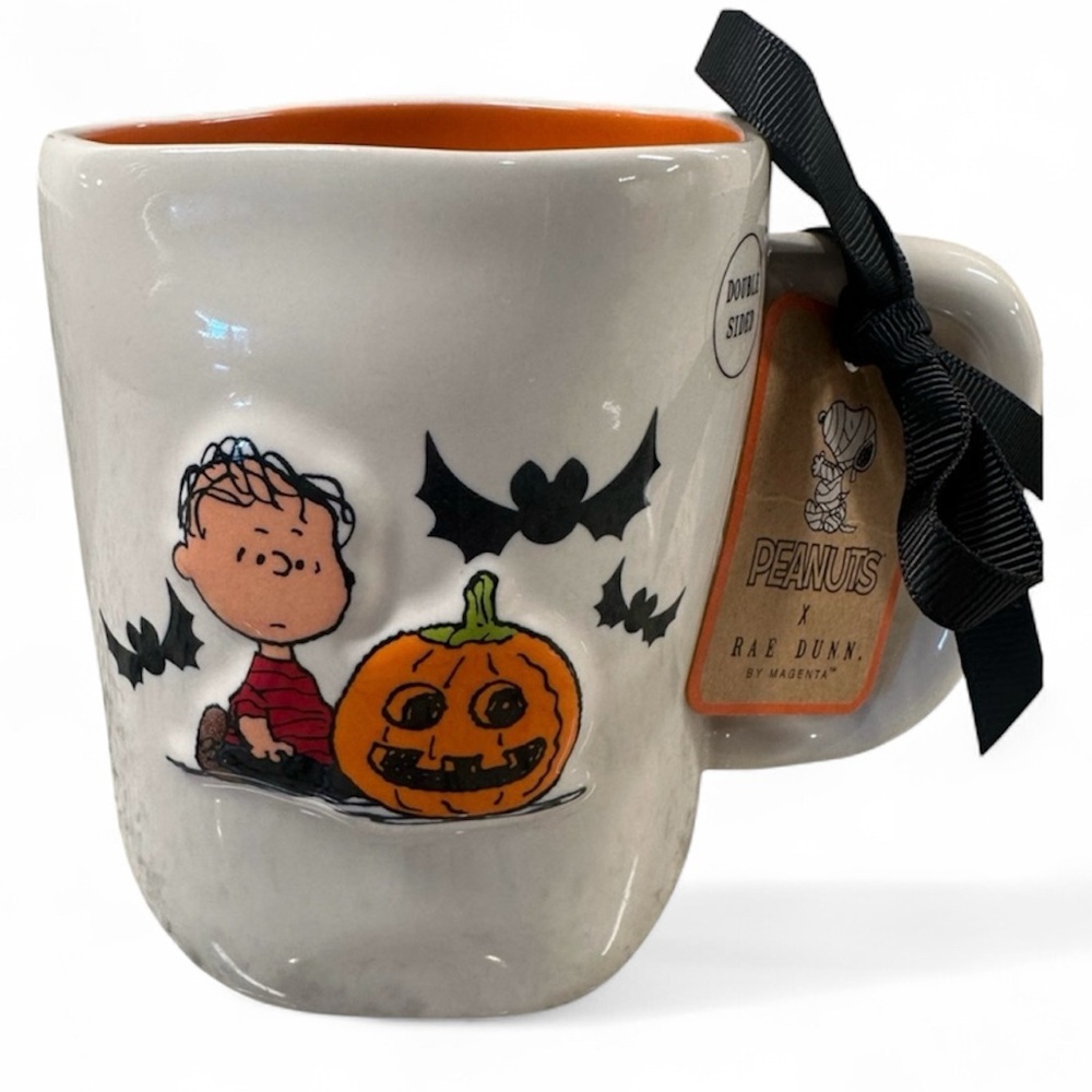 Peanuts White and Orange Halloween Mug NWT